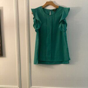 Banana Republic Green Ruffle Sleeve Pleated Blouse – Size S